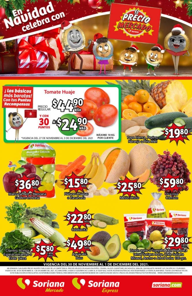 Ofertas Soriana Mercado frutas y verduras al 1 de diciembre 2021 7