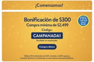 Walmart: Cupón $300 de descuento en compras mayores a $2,500