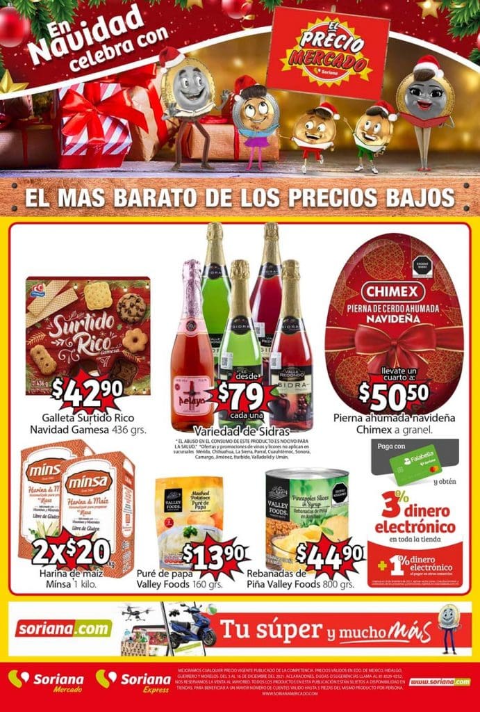 Folleto Soriana Mercado Ofertas de Navidad 3 al 16 de diciembre 2021 1