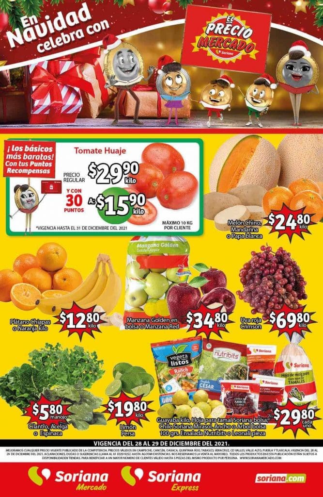 Folleto Soriana Mercado frutas y verduras 28 al 29 de diciembre 2021