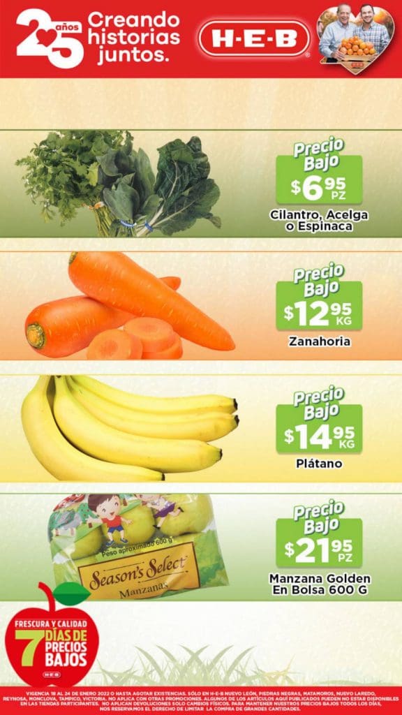 Ofertas HEB frutas y verduras del 18 al 24 de enero 2022 1