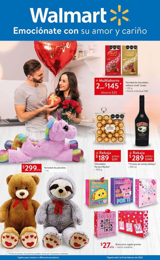Folleto Walmart ofertas de San Valentín del 1 al 14 de febrero 2022 1