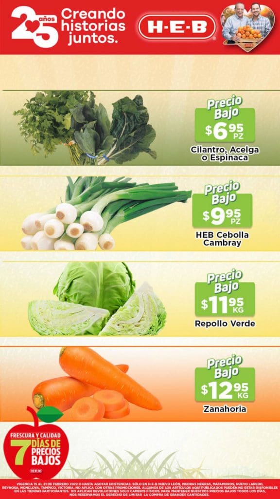 Ofertas HEB frutas y verduras del 15 al 21de febrero 2022 2