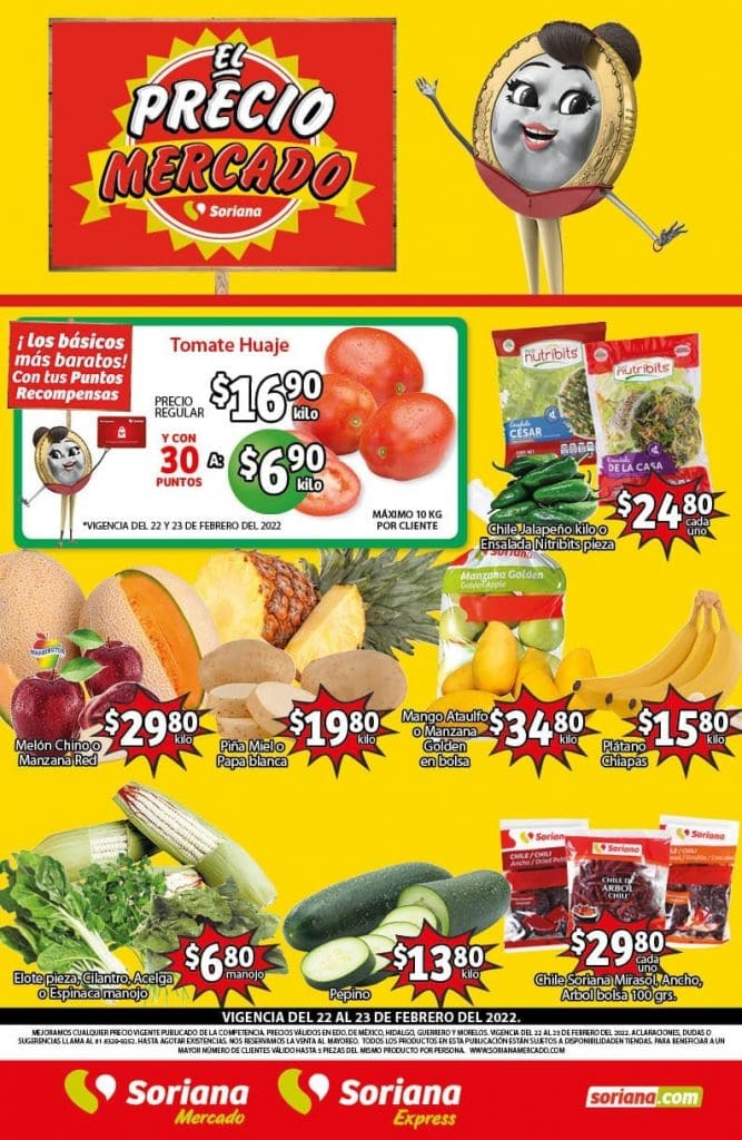 Frutas y Verduras Soriana Mercado 22 y 23 de febrero 2022 3