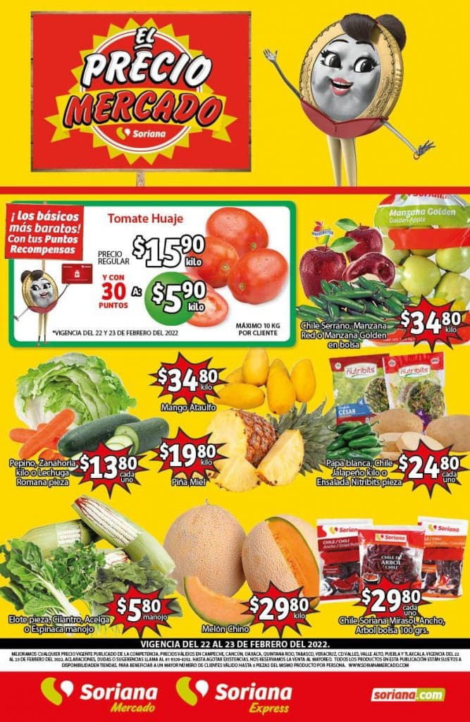 Frutas y Verduras Soriana Mercado 22 y 23 de febrero 2022 1