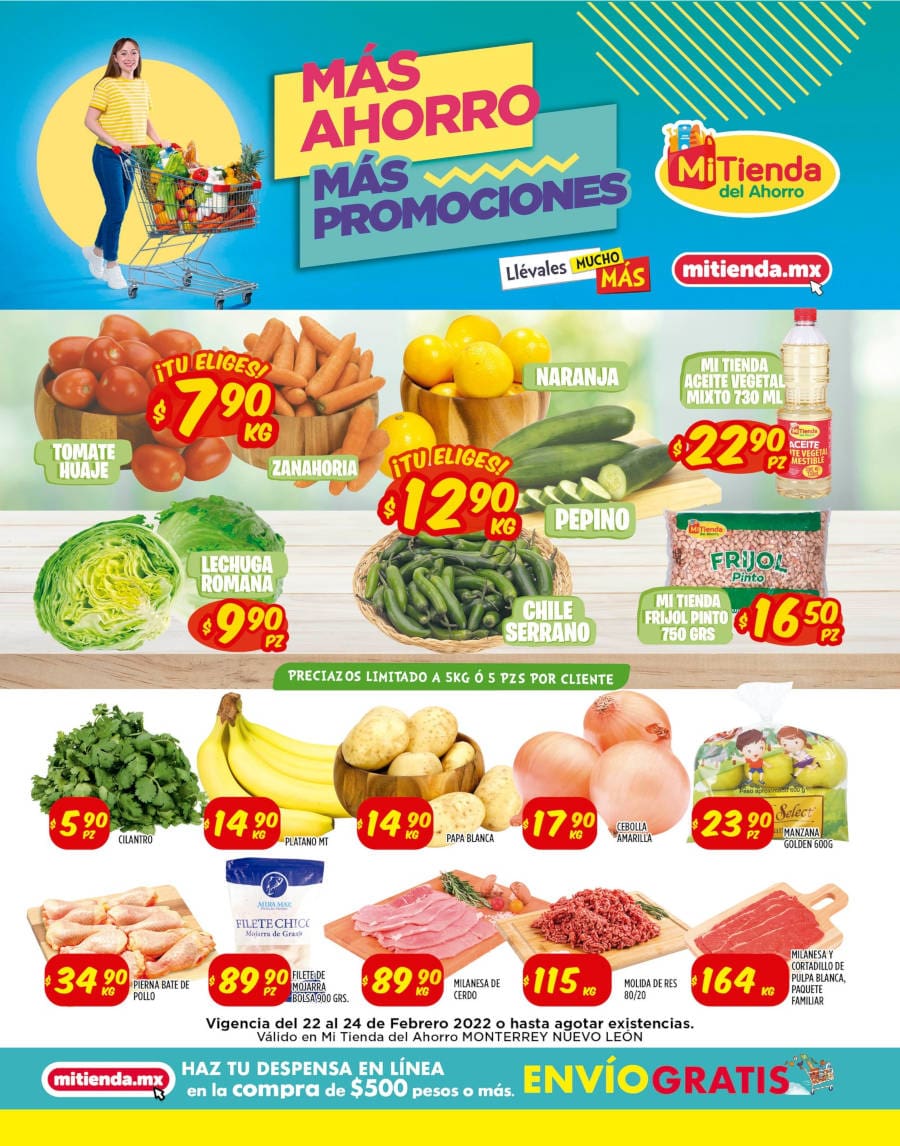 Ofertas Mi Tienda del Ahorro frutas y verduras 22 al 24 de febrero 2022