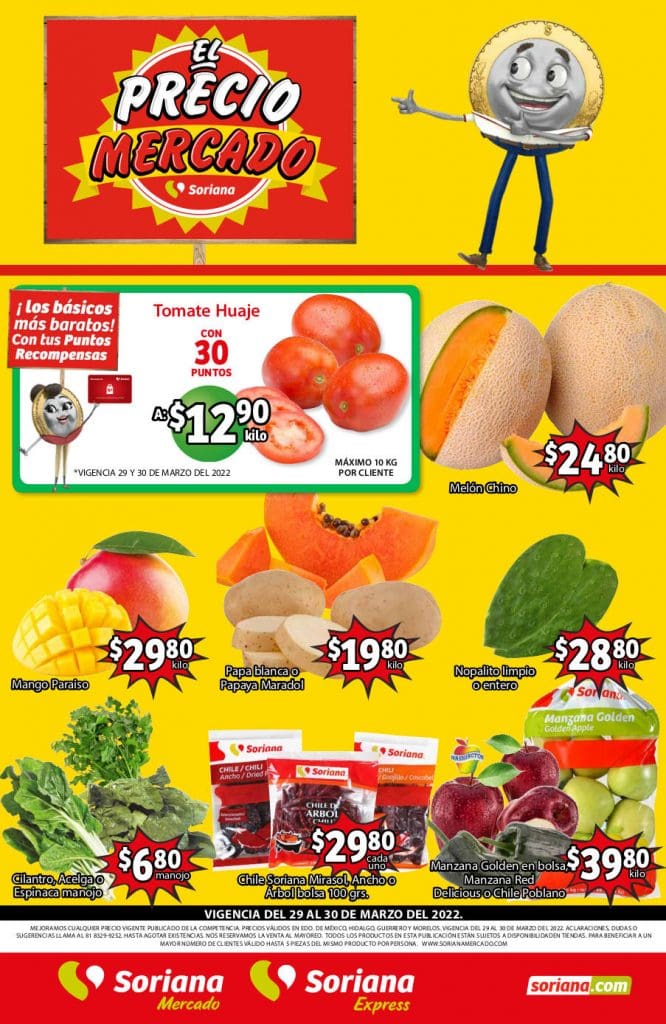 Ofertas Soriana Mercado frutas y verduras 29 y 30 de marzo 2022 1