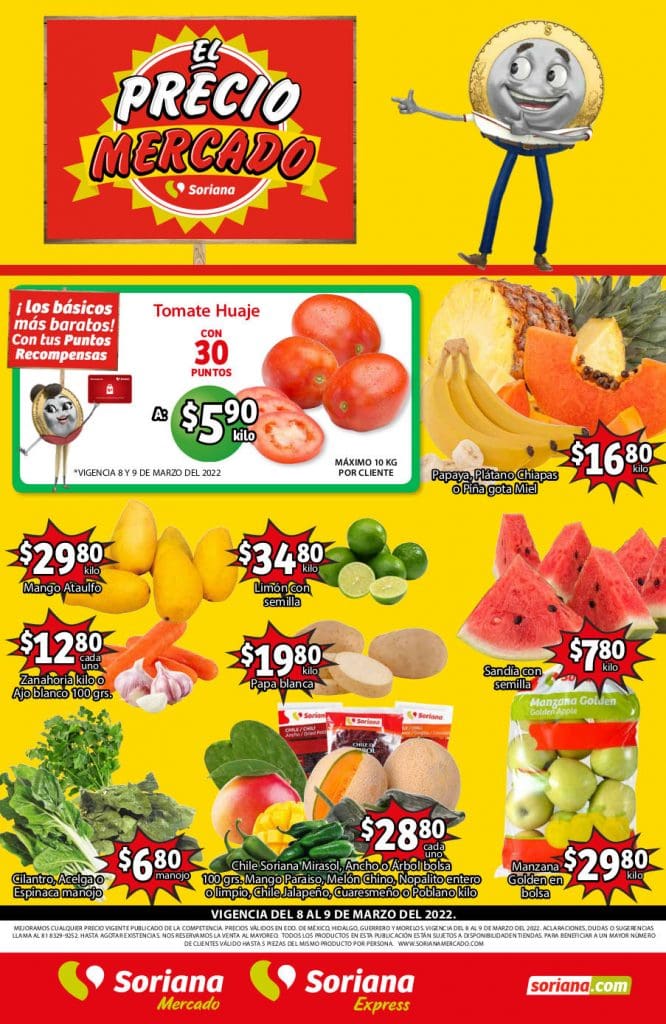 Ofertas Soriana Mercado Frutas y Verduras 8 y 9 de marzo 2022 1