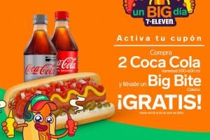 Cupón 7-Eleven: Compra 2 Coca-Cola y llévate un Big Bite Gratis
