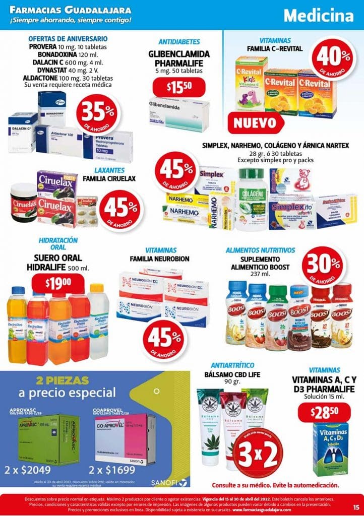 Folleto Farmacias Guadalajara Ofertas del Ahorro al 30 de abril 2022 15