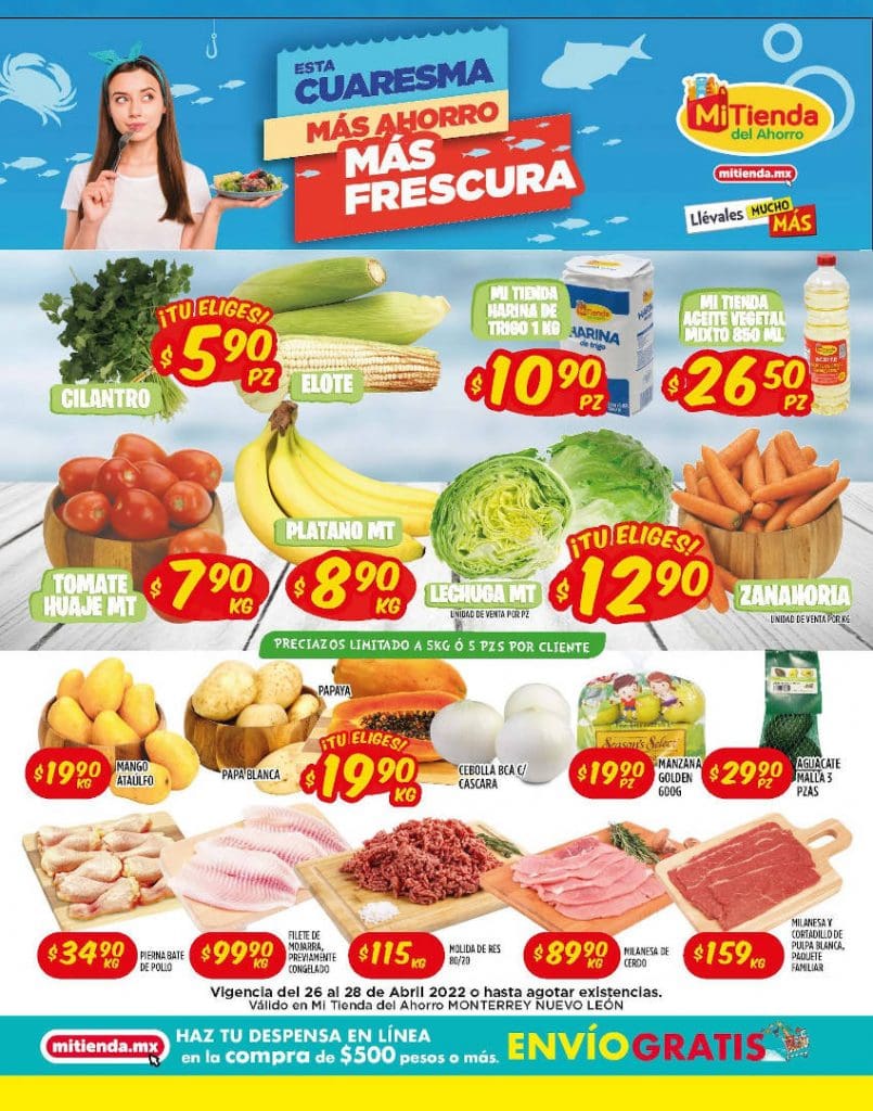 Frutas y Verduras Mi Tienda del Ahorro del 26 al 28 de abril 2022
