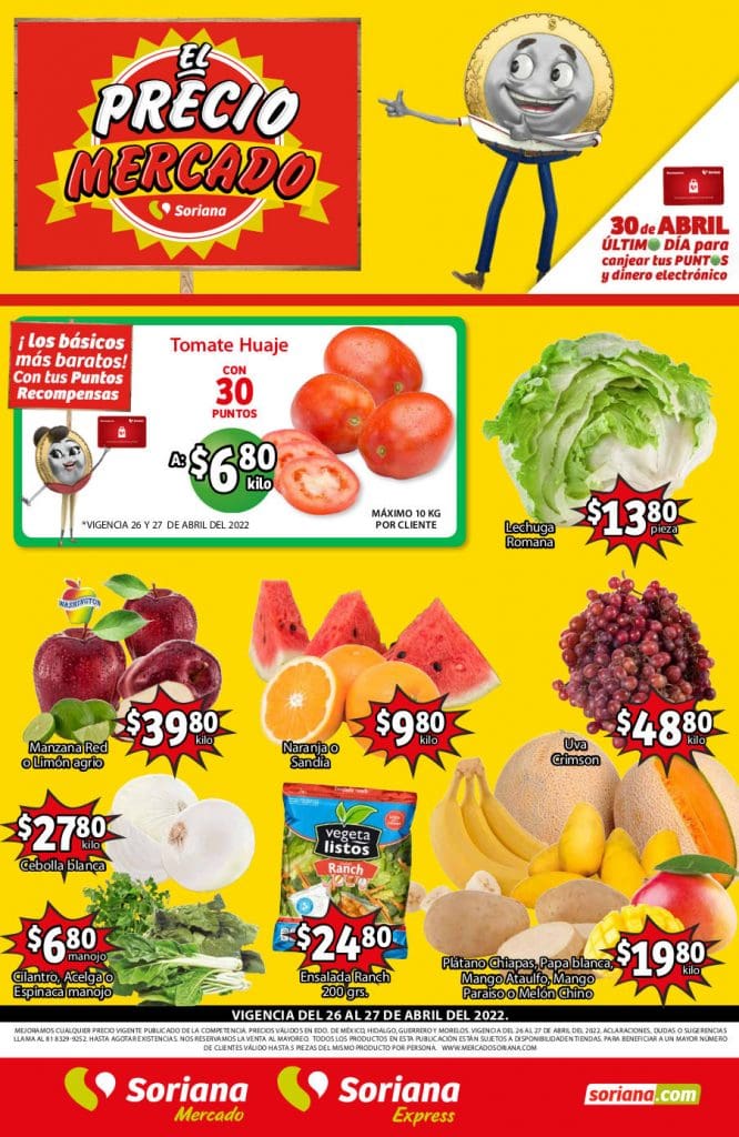 Ofertas Soriana Mercado frutas y verduras 26 y 27 de abril 2022 1