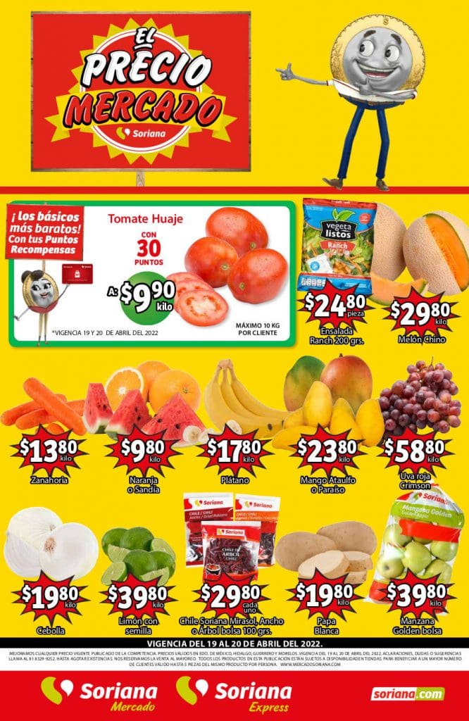Ofertas Soriana Mercado frutas y verduras del 19 al 20 de abril 2022 4