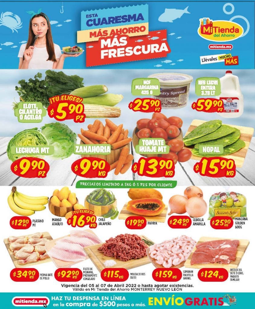 Frutas y Verduras Mi Tienda del Ahorro del 5 al 7 de abril 2022