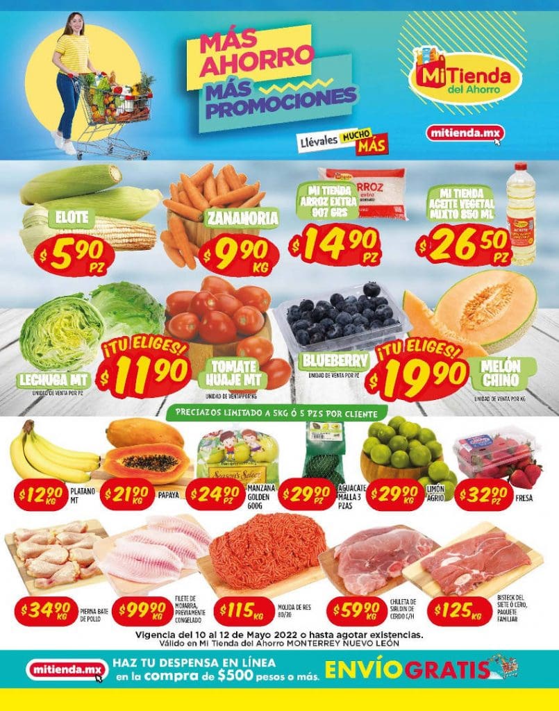 Ofertas Mi Tienda del Ahorro frutas y verduras del 10 al 12 de mayo 2022