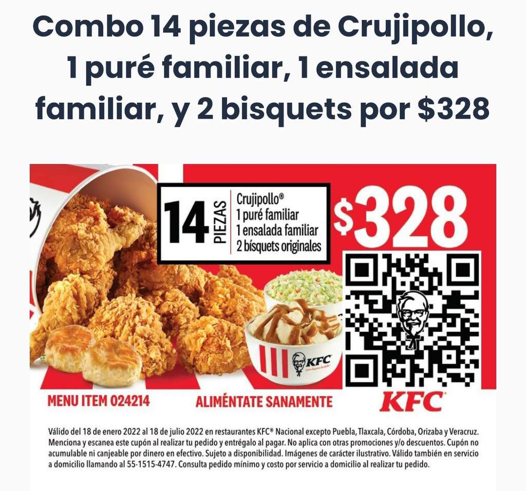 KFC: Cupones en Combos Crujipollo desde $233 2
