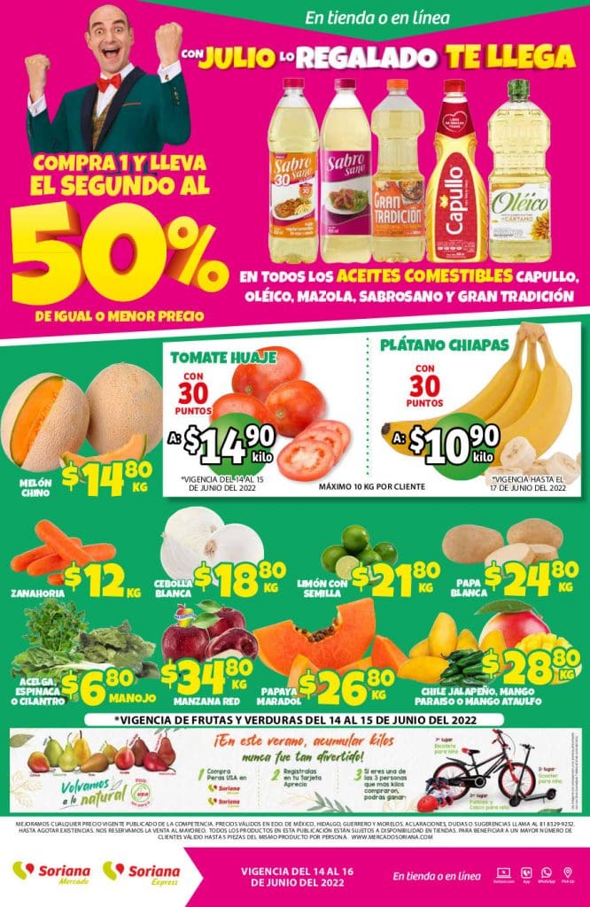 Ofertas Soriana Mercado frutas y verduras 14 y 15 de junio 2022 6