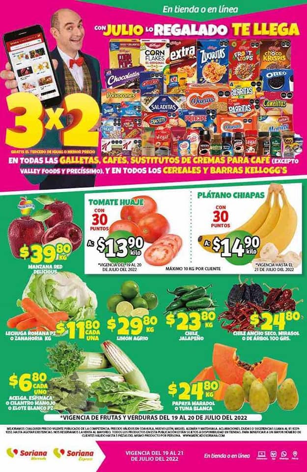 Folleto Soriana Mercado frutas y verduras del 19 al 21 de julio 2022 1