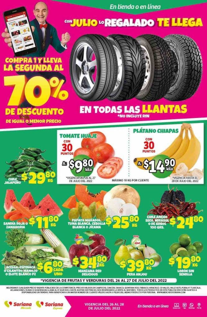 Ofertas Soriana Mercado frutas y verduras 26 y 27 de julio 2022 1