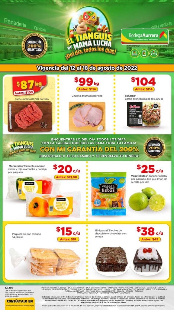 Ofertas Bodega Aurrerá frutas y verduras al 18 de agosto 2022