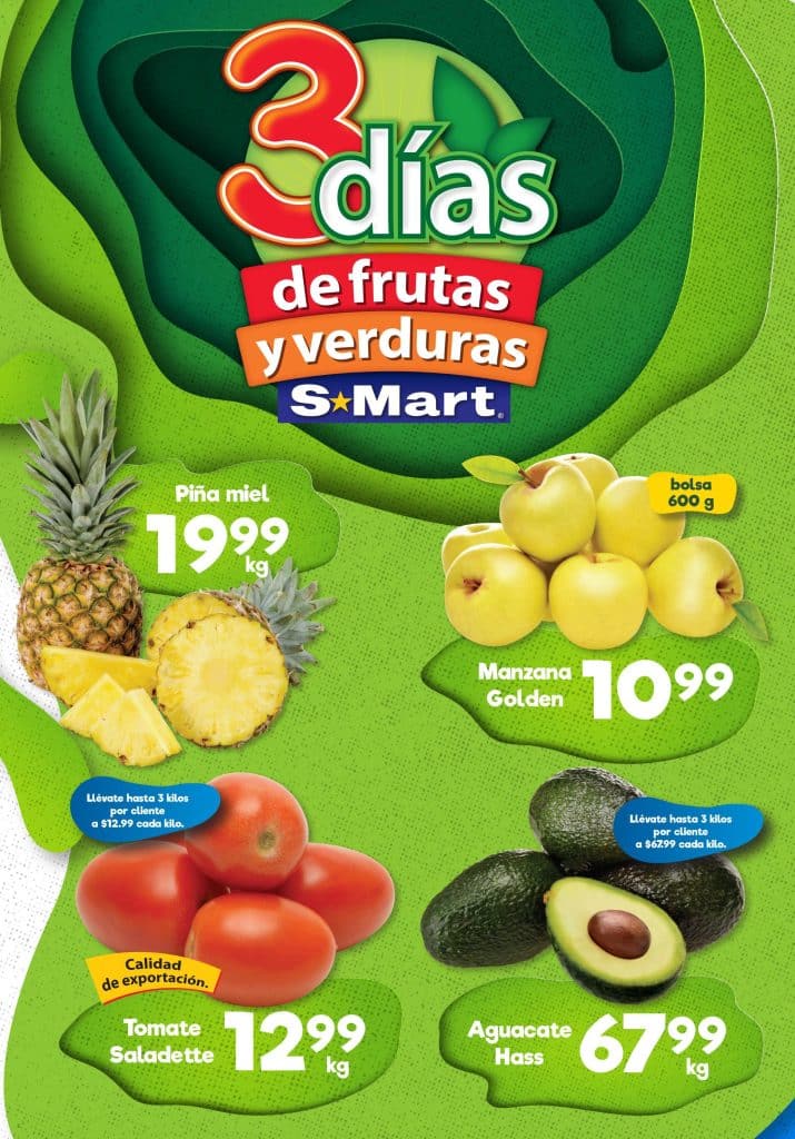 Ofertas S-Mart frutas y verduras del 23 al 25 de agosto 2022 1
