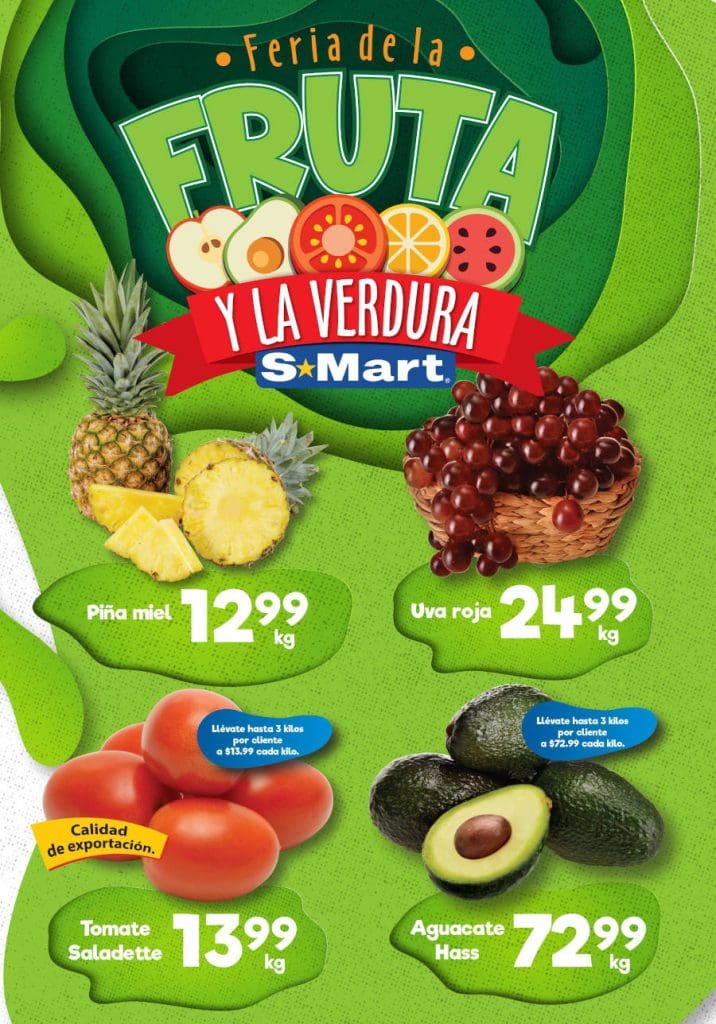 Ofertas S-Mart frutas y verduras del 9 al 11 de agosto 2022 1