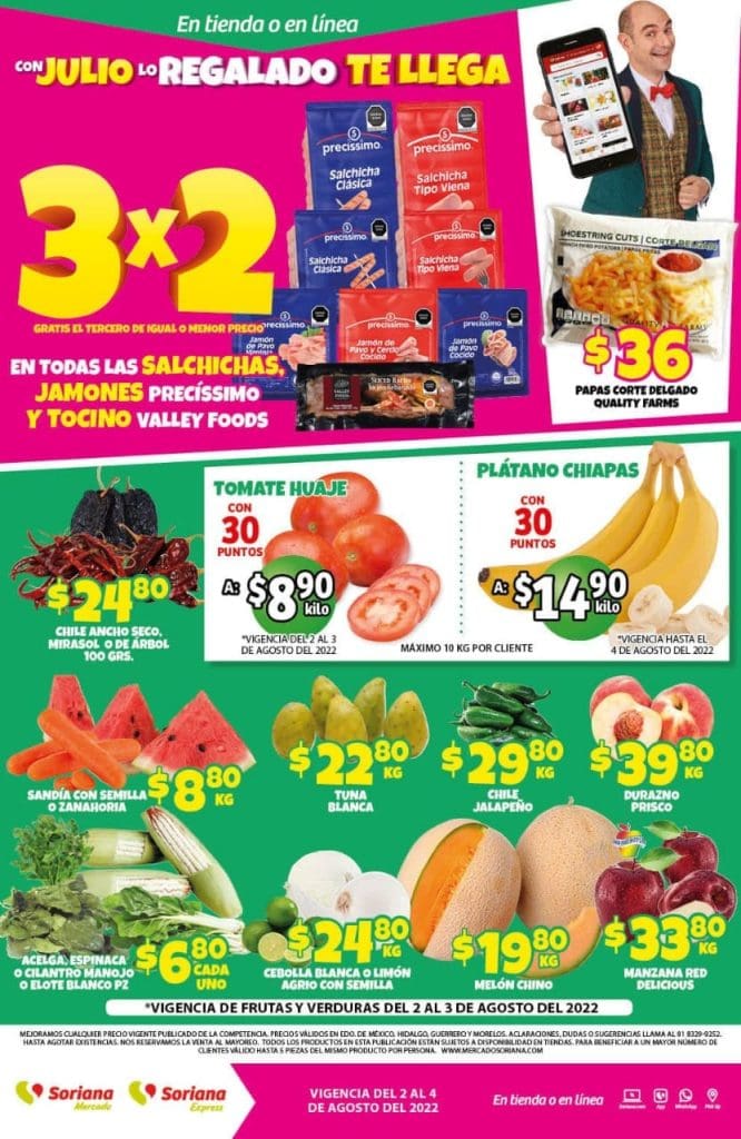 Folleto Soriana Mercado frutas y verduras 2 y 3 de agosto 2022 1