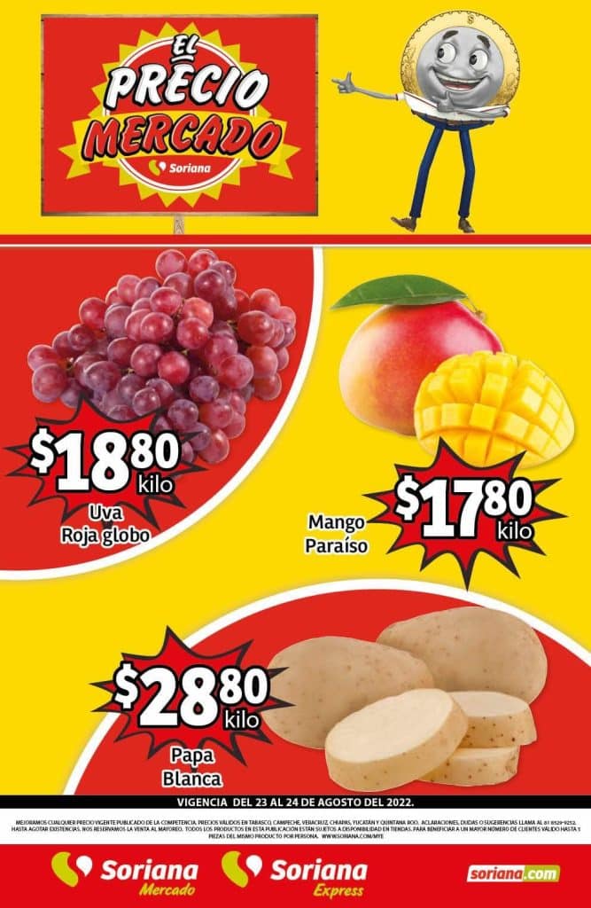 Ofertas Soriana Mercado frutas y verduras 23 y 24 de agosto 2022 1