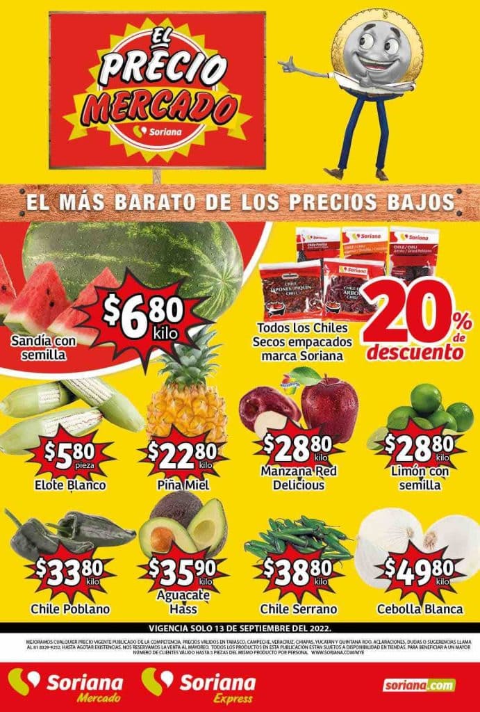 Frutas y Verduras Soriana Mercado 13 de septiembre 2022 1