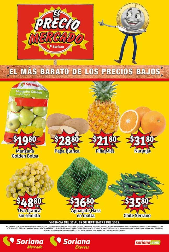 Frutas y Verduras Soriana Mercado 27 y 28 de septiembre 2022 1
