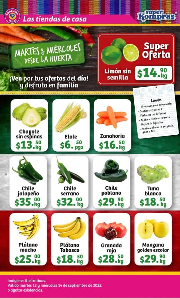 Ofertas Super Kompras frutas y verduras 13 y 14 de septiembre 2022 1