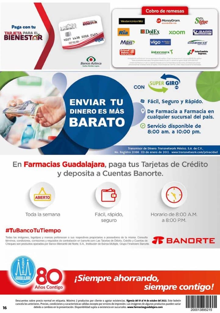 Folleto Farmacias Guadalajara Torres del Ahorro 1 al 14 de octubre 2022 16