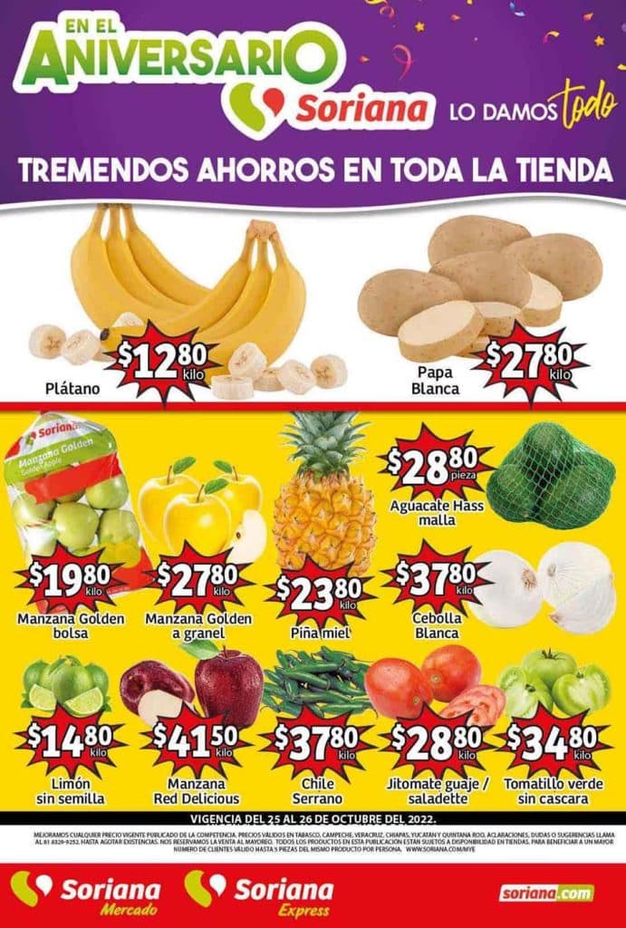 Frutas y Verduras Soriana Mercado 25 y 26 de octubre 2022 1