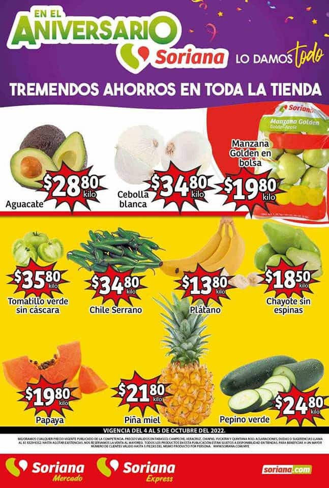 Frutas y Verduras Soriana Mercado 4 y 5 de octubre 2022 5