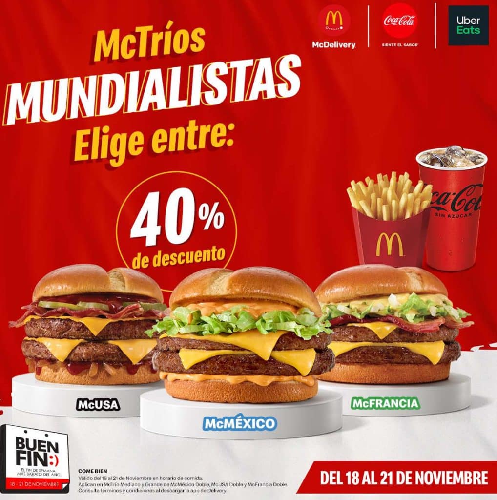 El Buen Fin 2022 en McDonald’s 40% de descuento en McTrio