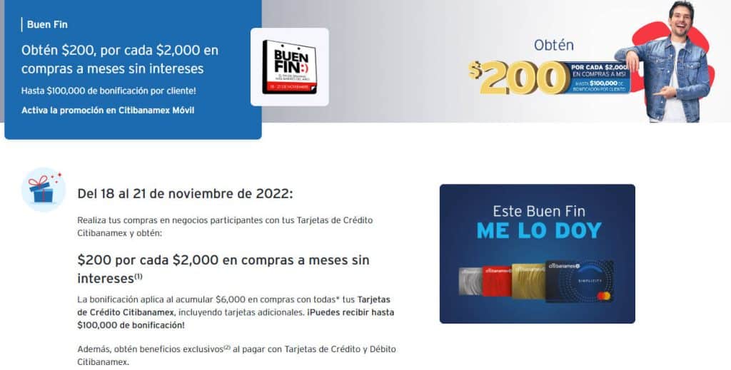 Citibanamex Buen Fin 2022: $200 por cada $2,000 en compras a MSI 1