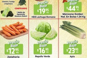 Frutas y Verduras HEB del 20 al 26 de diciembre 2022