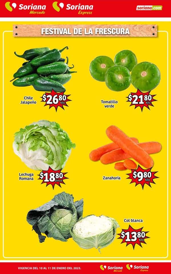 Ofertas Soriana Mercado frutas y verduras 10 y 11 de enero 2023 2