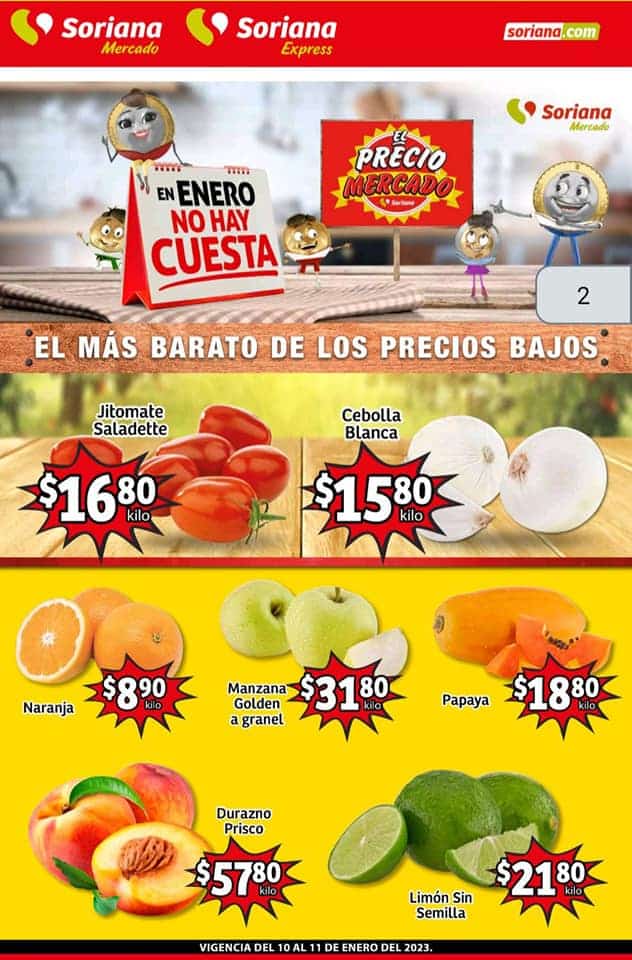 Ofertas Soriana Mercado frutas y verduras 10 y 11 de enero 2023 1