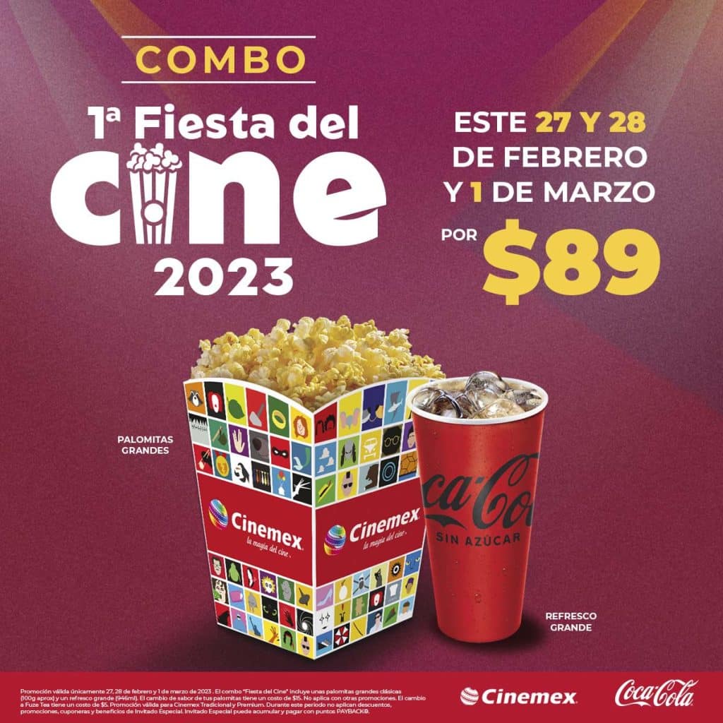 Promociones Cinemex Fiesta del Cine 2023: Combos desde $89 2