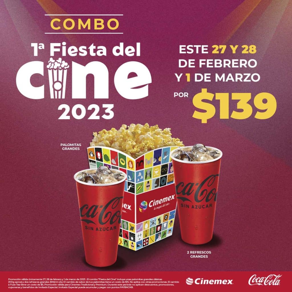 Promociones Cinemex Fiesta del Cine 2023: Combos desde $89 4