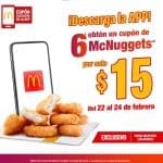 Cupón McDonald's 6 McNuggets a sólo $15 del 22 al 24 de febrero 2023