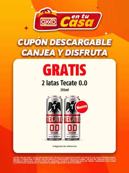 Cupones Oxxo: Gratis 2 latas de Tecate 0.0 355 ml y Karate Chile limón 2