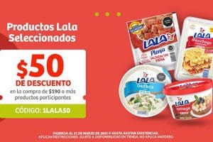 Cupón Soriana: $50 de descuento en compras de $190 o más de productos Lala
