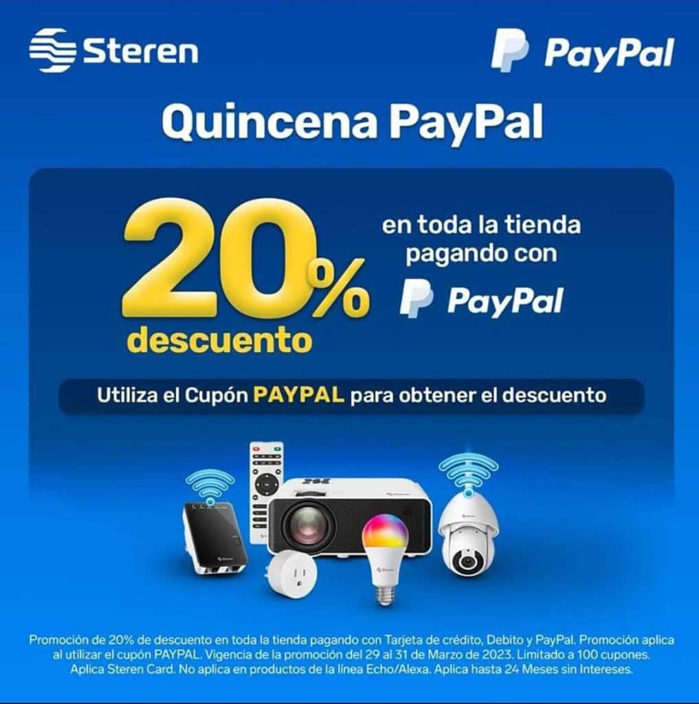Steren: 20% de descuento en toda la Tienda con PayPal