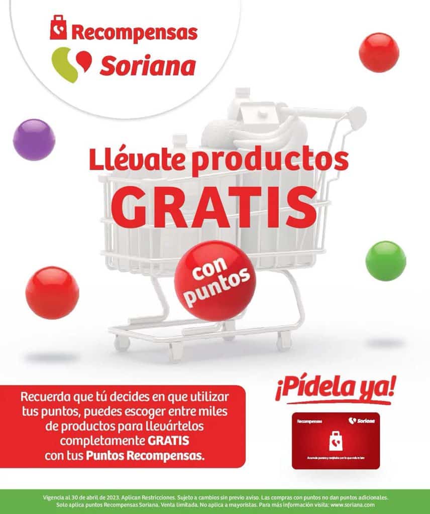 Folleto Soriana Productos Gratis con puntos al 30 de abril 2023 1