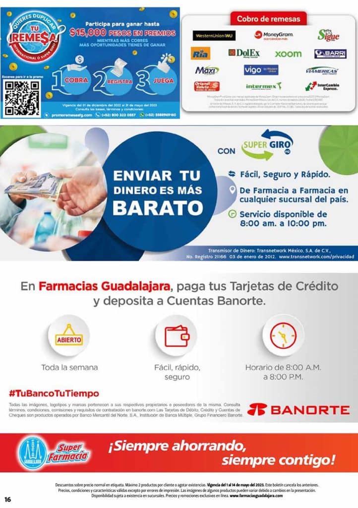 Folleto Farmacias Guadalajara precios bajos al 14 de mayo 2023 16