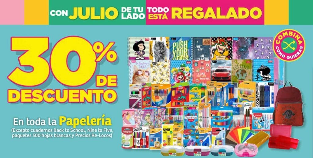 Julio Regalado 2023: 30% de descuento en toda la papelería