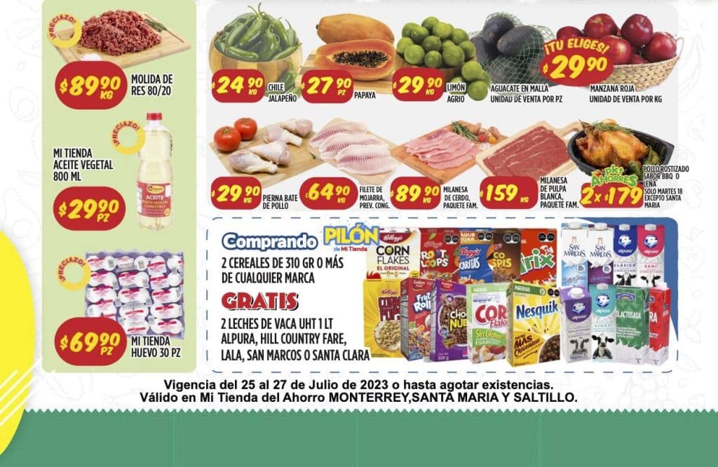 Ofertas Mi Tienda del Ahorro frutas y verduras del 25 al 27 de julio 2023 2