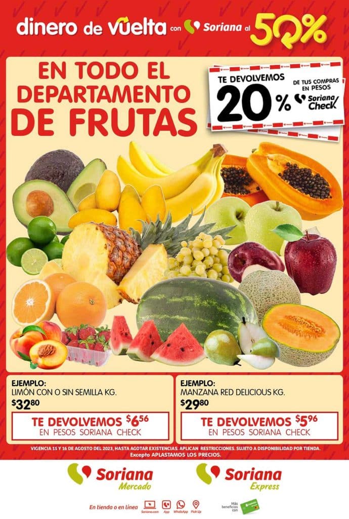 Frutas y Verduras Soriana Mercado 15 y 16 de agosto 2023 1
